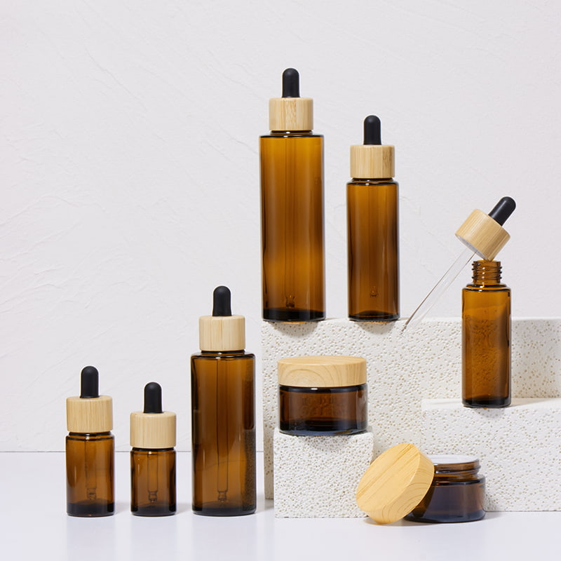 Koleksi Botol Penitis Kaca Amber 20mm Dengan Bulatan Buluh